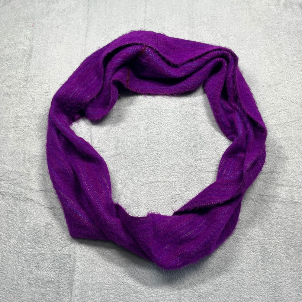 Infinity Scarf Womens Purple Striped Fuzzy Soft Knit Loop Neckwear